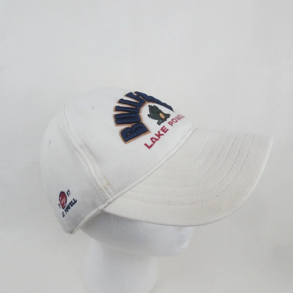 Bullfrog Lake Powell 4Head‎ Strap Back Hat Cap White Embroidered Boat Fish Camp